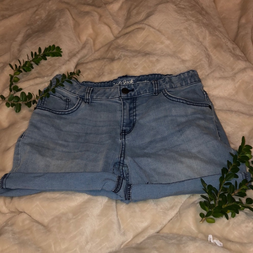 Mid Rise Light Wash Denim Shorts